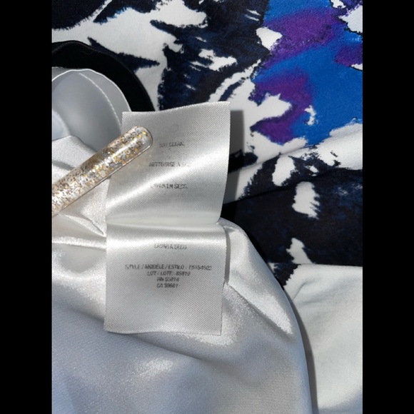 T TAHARI SLEEVELESS LOW HIGH FRAN DRESS SZ 2 COLORFUL LINED ZIPPER COTTON BLEND - Picture 7 of 11